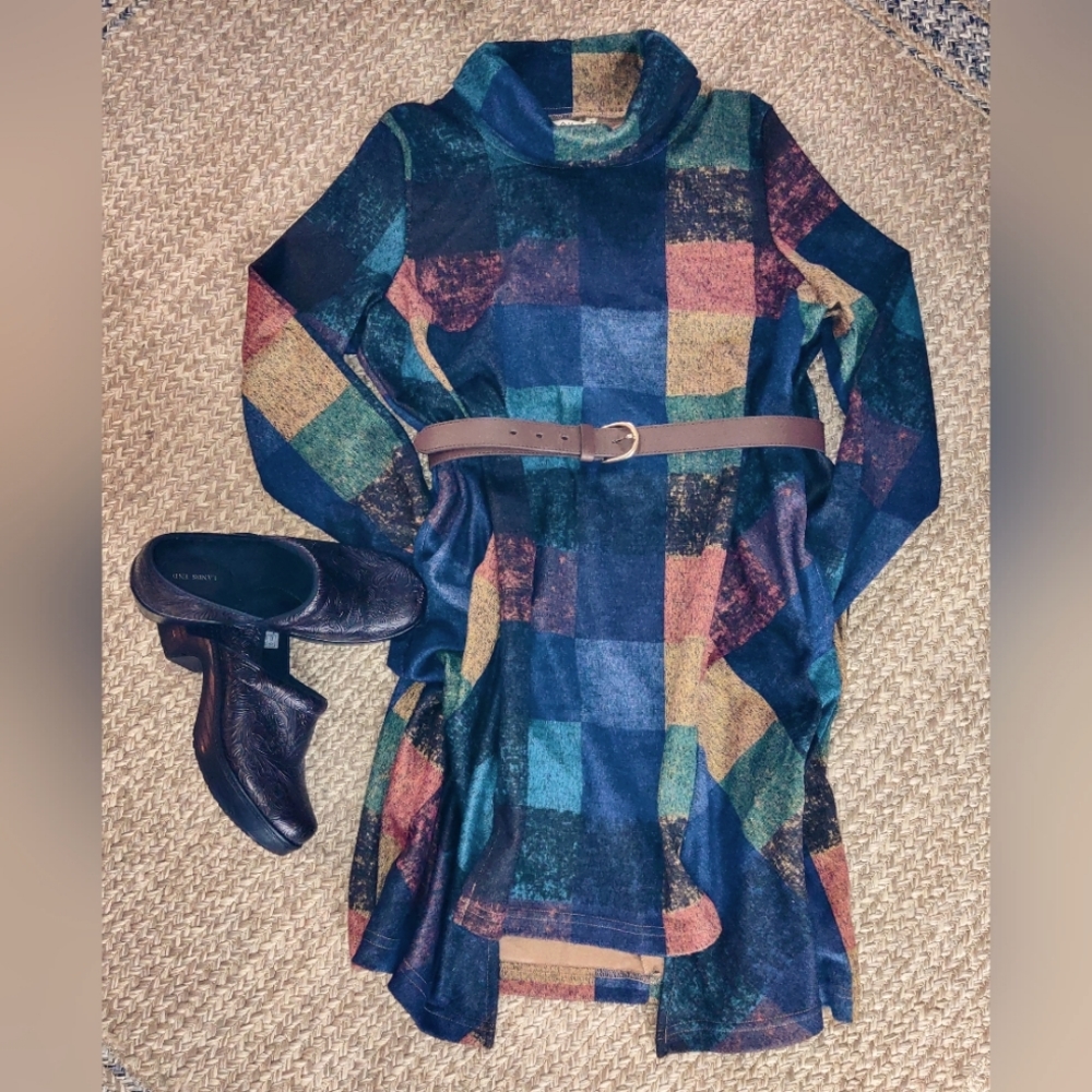 Cangmumayi L Dress/Tunic Black, Blues & Tans